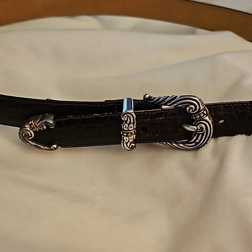 VTG BRIGHTON 1990s Dark Brown Crocodile Belt Medium
